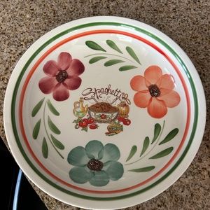Vintage Hand Painted Italian Ceramic Spaghetti Bowl. RARE